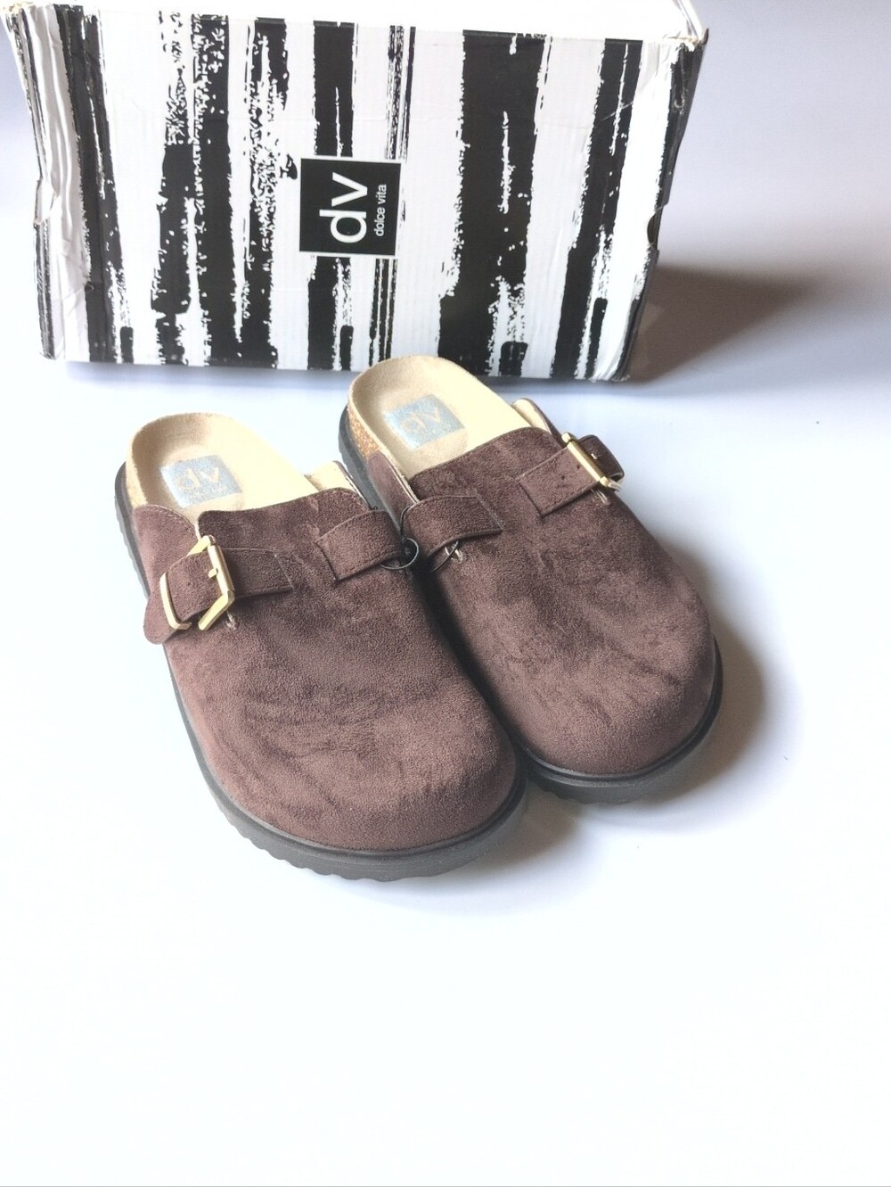 DV by Dolce Vita Dark Brown Clogs With  Buckle Womens Sz 8